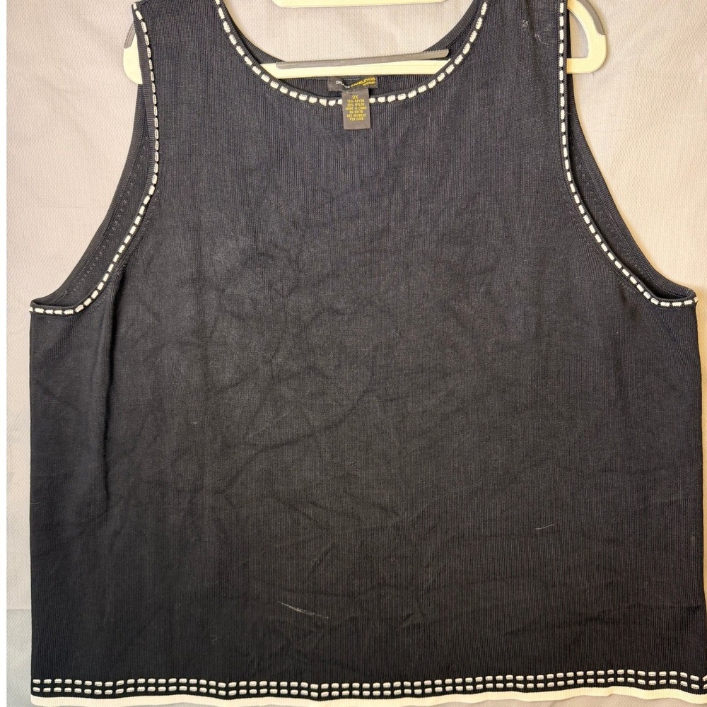 Grace Dane Lewis Woman 3X Black White Knit Sleeveless Sweater Tank Top Plus Size